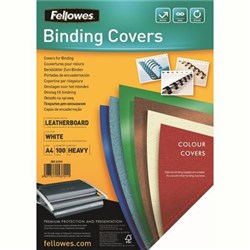 Fellowes Binding Covers Leathergrain White A4 250gsm Pack 100